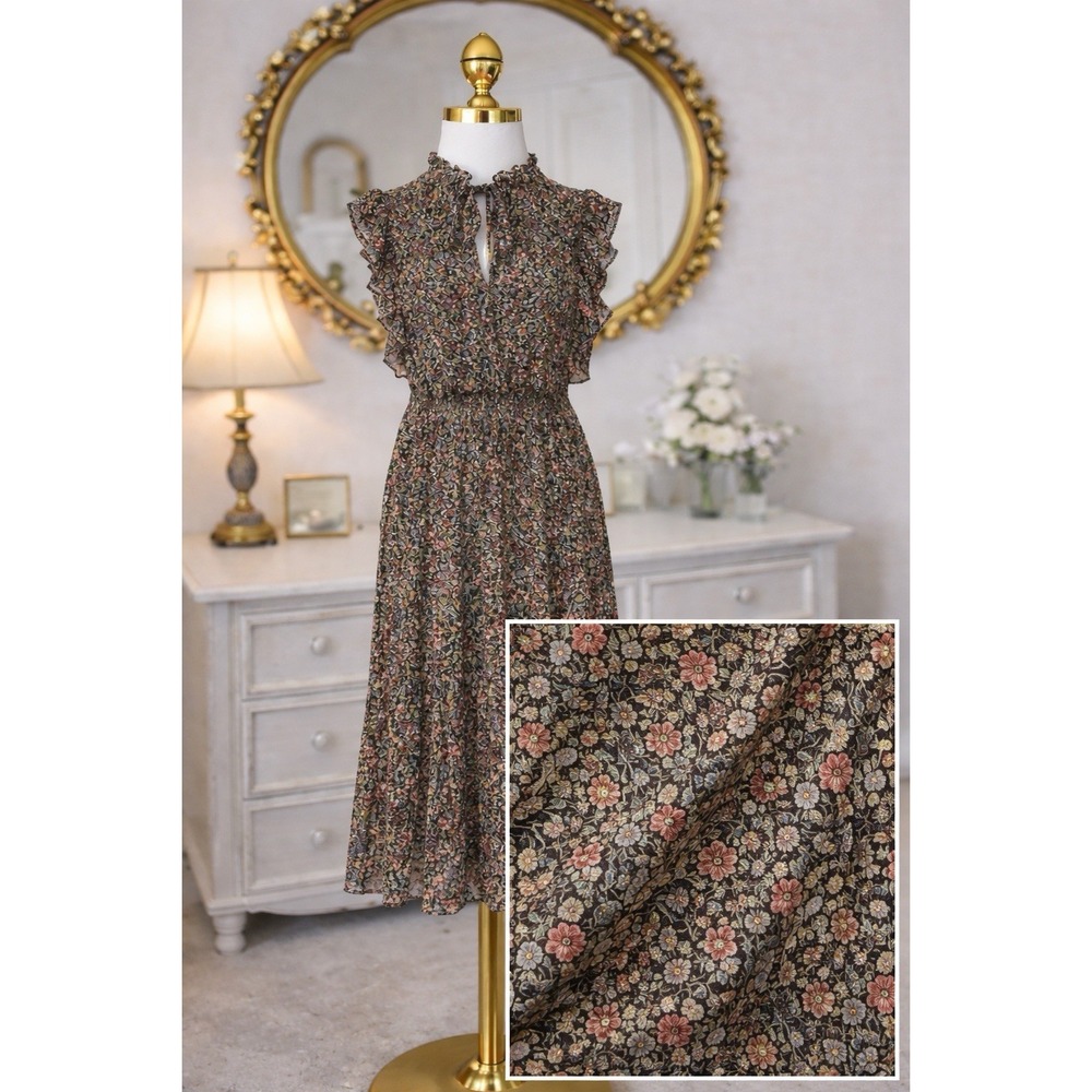 New BB Dakota Steve Madden XXL 2X Orange Brown‎ Floral Midi Maxi Dress Tiered